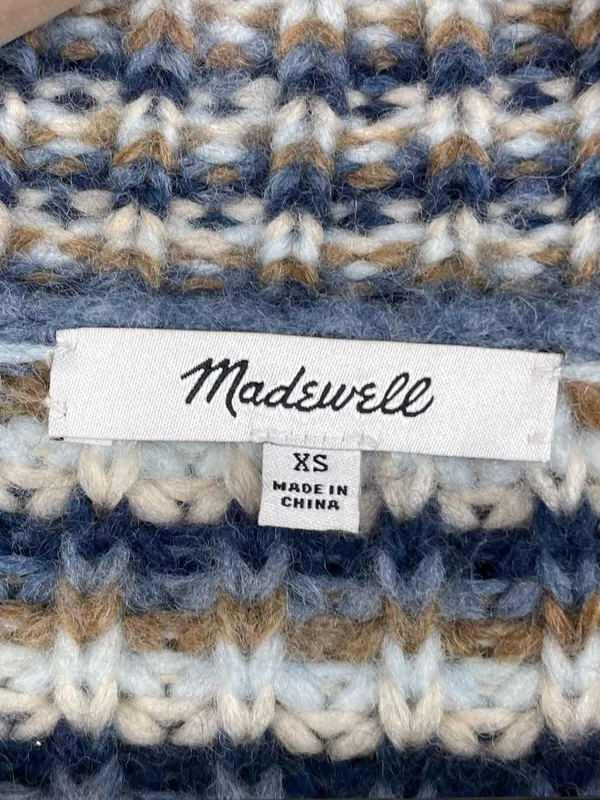 Madewell Waller Stripe Crop Cardigan Sweater Size XS Chunky Wool Blend Knit - Image 6