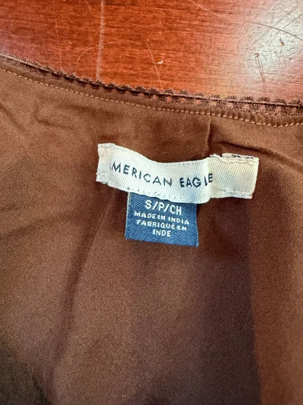 American Eagle Viscose Chocolate Brown Mini Skirt Size Small - Image 5