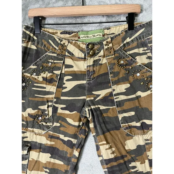 Vintage Y2k Miss Me Camouflage Cargo Pocket Drawstring Ankle Utility Pants Large - Image 2