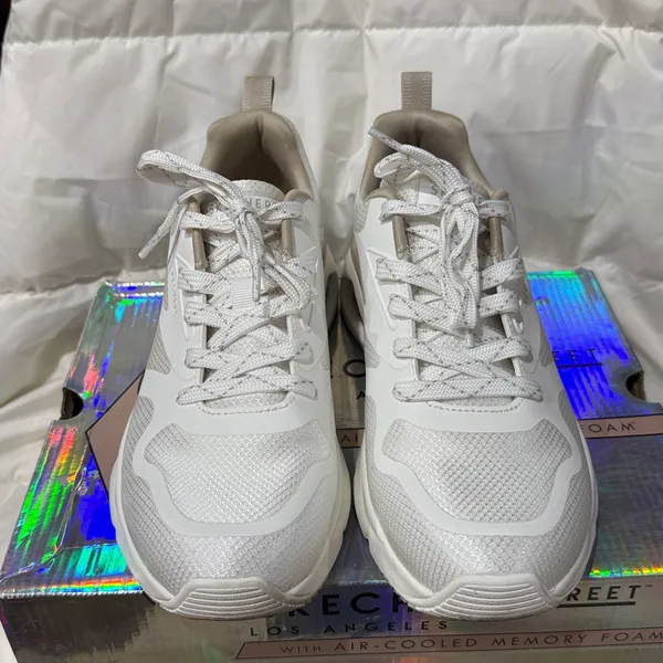Skechers Street Women's Tres-Air Uno Modern Affair Casual Sneakers Sz 8 White‎ - Image 7