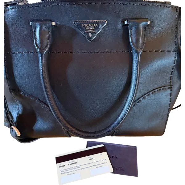 Prada Galleria Medium Satchel Tote Bag Black Double Zip Twin Pockets‎ - Image 7