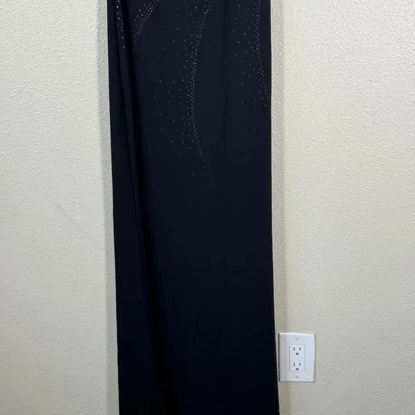 Vintage 90s Black One Shoulder Sparkle Glitter Maxi Dress Womens S Prom Formal - Image 11