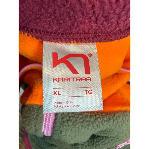 Kari Traa NWT Ane Midlayer Vest Size XL Orange Olive Green Colorblock Fleece - Image 4
