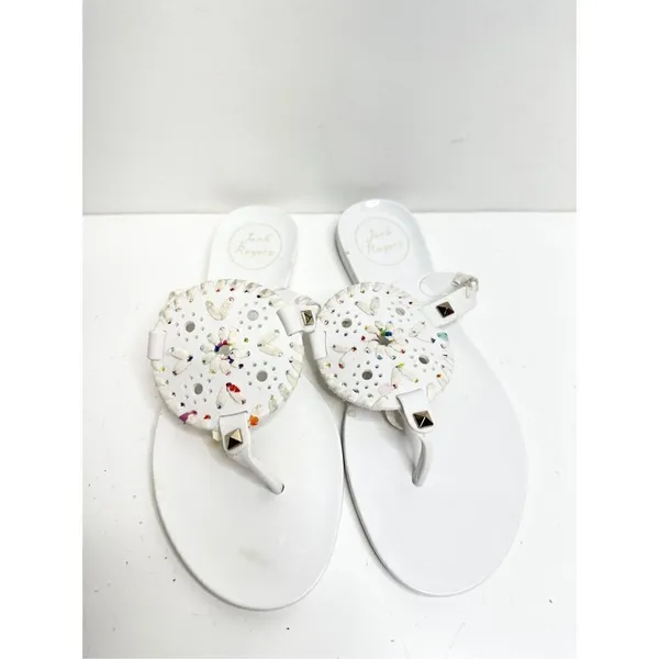 Jack Rogers Sandals‎ Womens Size 5 White Georgica Jelly Slip On Flats - Image 5