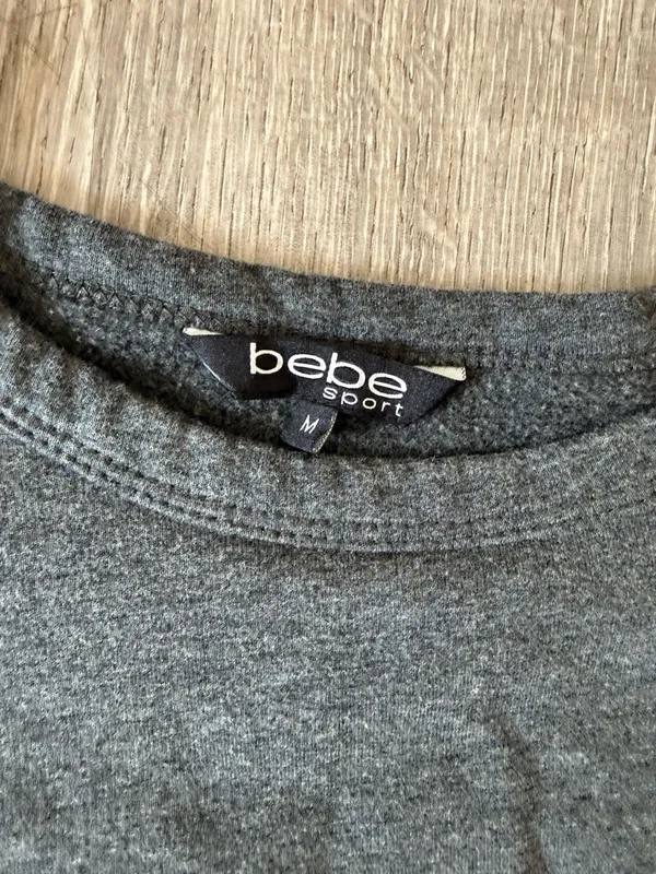 Bebe Sport Gray Long Sleeve Sweatshirt Top with Logo Size M - Image 3