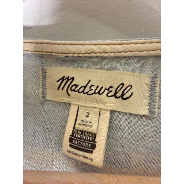 Madewell Women Light Wash Denim Button Front Vest Top Size 2 Cotton Scoop Neck - Image 3