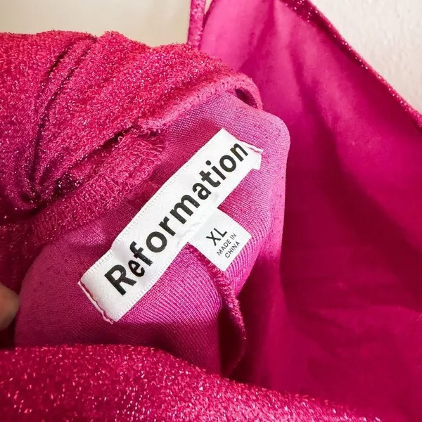 New Reformation Breslin Dress - Pink Sparkle Size XL - Image 6