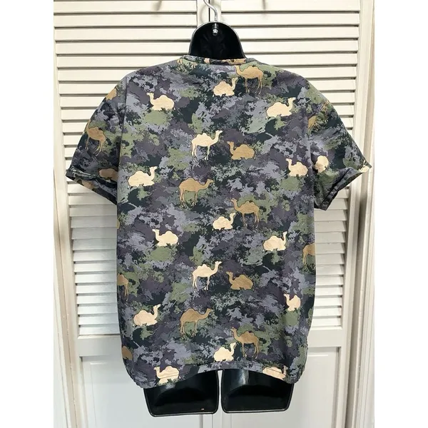 Dickies Scrub‎ Top Camo/Camel Green/Tan Print Short Sleeve V Neck Pockets Size M - Image 4