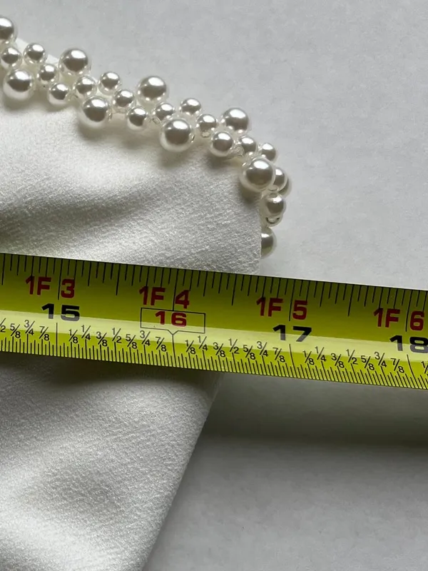 White Mini Dress Sz S - M Bandeau neckline decorated with faux pearls straps - Image 9