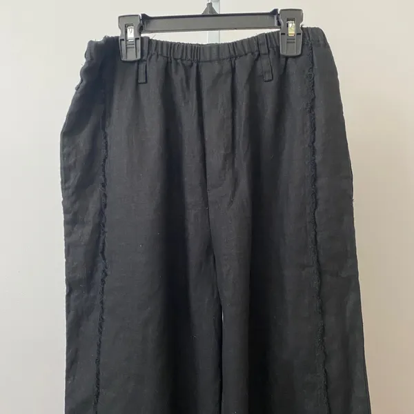 Hansen & Gretel Linen Coastal Lagenlook Sustainable Wide Leg Pants S Black - Image 3
