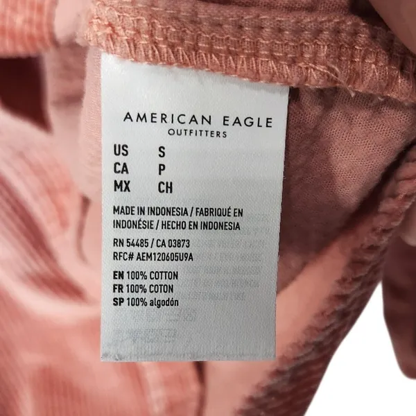 American Eagle Pink Long Sleeve Oversized Corduroy Button-Up Shirt Size Small - Image 4