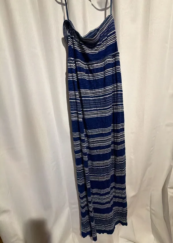 Motherhood Maternity Blue and White Striped Strapless Maxi Dress Size S - Image 3