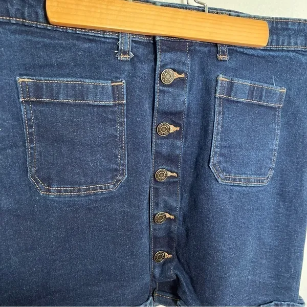 Gap Women's‎ Size 12/31 Button Front Denim Mini Skirt Dark Wash Square Pockets - Image 4