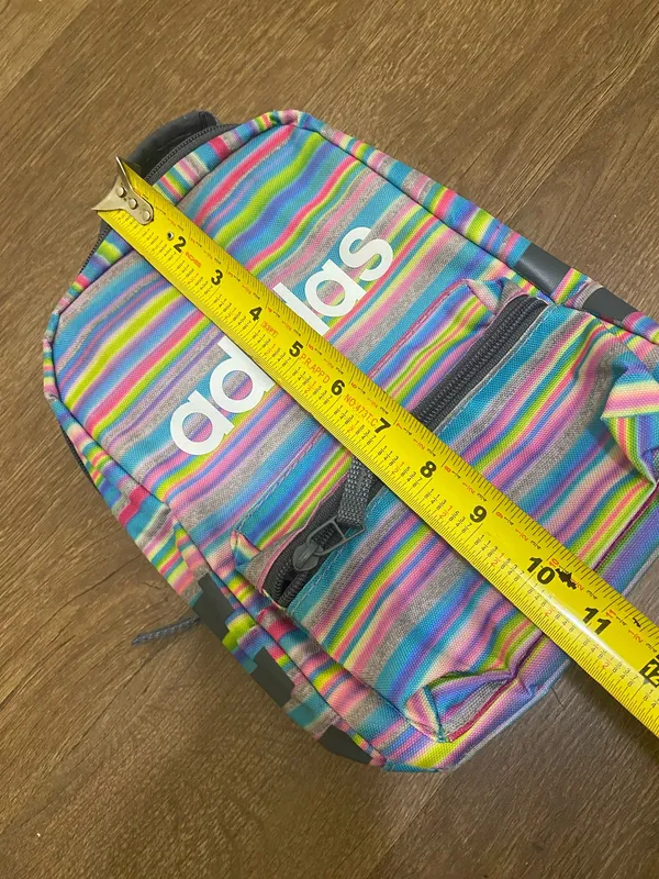 ADIDAS Santiago Insulated Cooler Lunch Bag Mini Backpack, Rainbow Striped - EUC - Image 5