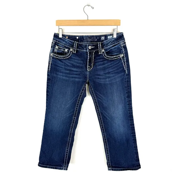 Vintage Y2K Miss Me Dark Wash Signature Cuffed Capri - Image 2