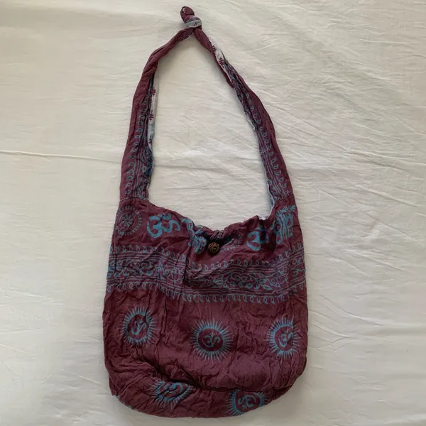 World Market Burgundy / Plum & Blue Boho Hippie Shoulder Sling Bag - Image 2