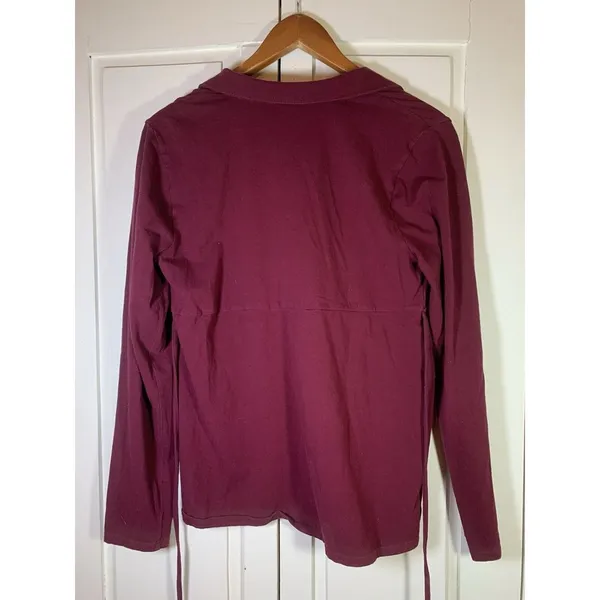 Oh Baby Motherhood Maternity Belted Empire Top Large 3/4 Sleeve‎ V Neck Stretch - Image 3