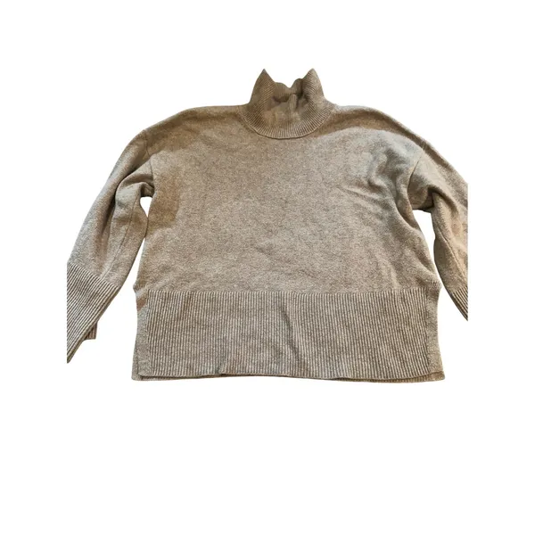 Banana Republic Womens Mock Neck Oversized Sweater Tan Beige Cotton Wool Blend M - Image 3