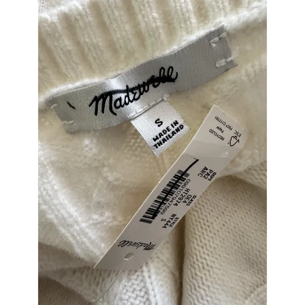 NWT Madewell V-Neck Pullover Cream Sweater Merino Wool Size Small - Image 6