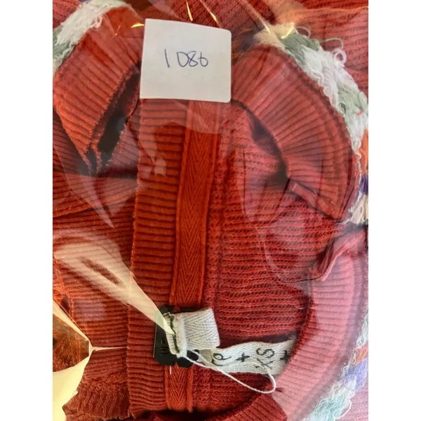 XS‎ Free People We The Free Red Waffle Knit Henley Embroidered Thermal Top - Image 5