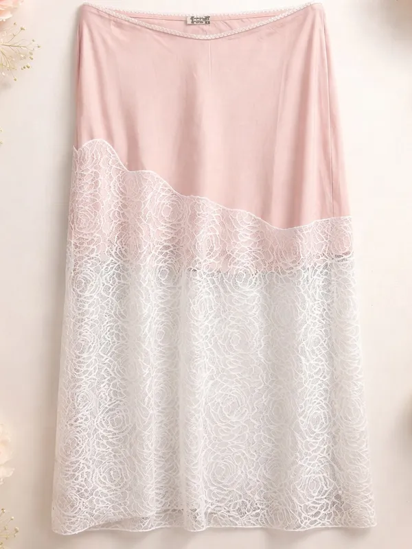 Free People Intimately Pink Lace Satin Midi Skirt Slip NWT Medium - Image 5
