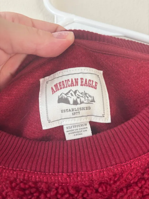 American Eagle Red Cropped Sweater - Size XS - Image 5