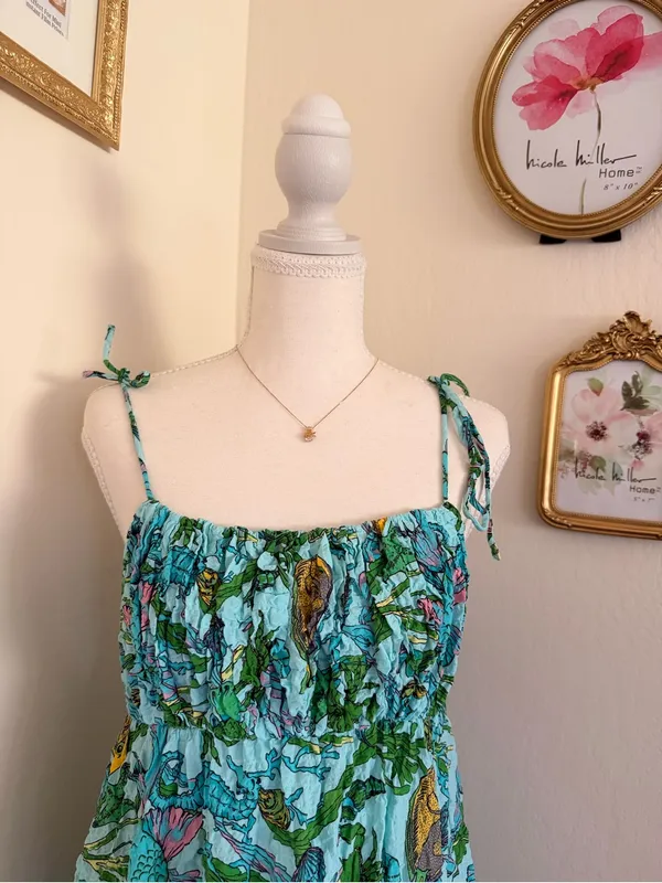 kate spade Green Floral Tie-Shoulder Maxi Dress with pockets - Image 7