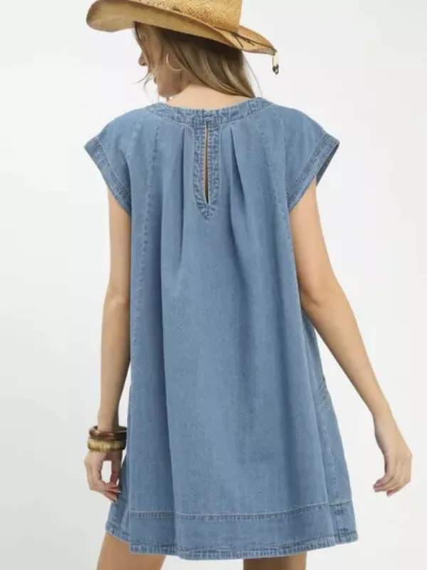 Umgee Stone‎ Washed Denim Mini Dress - Image 3