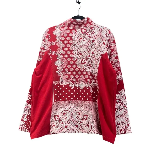 Susan Graver Quarter Zip‎ Red 1X - Image 2