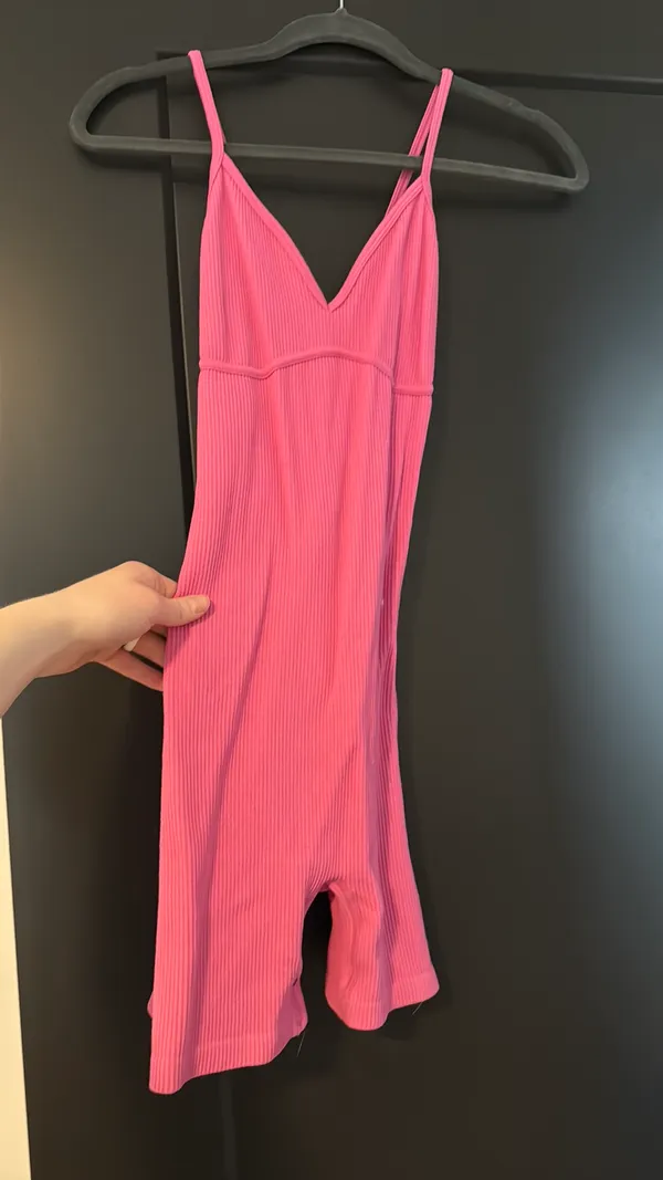 Pink Ribbed Romper Size M - Image 2