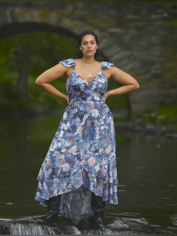 NWT Anthropologie Hutch Ruffled Midi Dress Watercolor Floral Size 8 - Image 2
