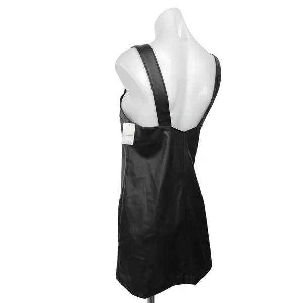 Abercrombie & Fitch Womens Black Faux Leather Sleeveless Shift Mini Dress Size M - Image 6