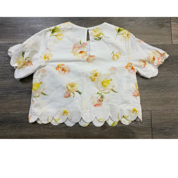 Vici Floral Scallop Hem Blouse Small Romantic Cottagecore Spring Top - Image 4