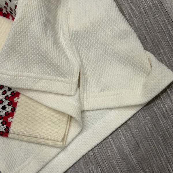 We The Free Mikah Layering Thermal Top Ivory Red Mixed Media Cuff Boho Small NEW - Image 6