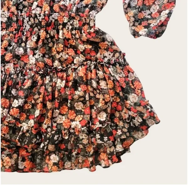 MISA Los Angeles Miss Rizou Safari floral ruffle mini dress . S - Image 9