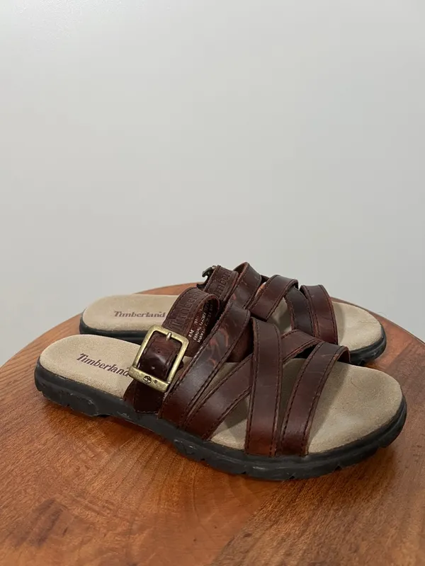 Timberland Leather Buckle Sandals in Brown Oiled Leather Size 8 - Image 7