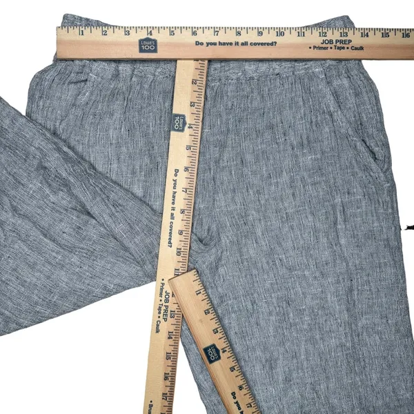 Tahari 100% Linen Wide Leg Crop Pants Small Gauzy Textured Pull On Pockets‎ Gray - Image 6