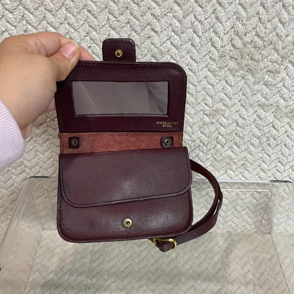 Vintage Burgundy‎ Genuine Leather Mini Crossbody Belt Bag Classic Minimalist - Image 5