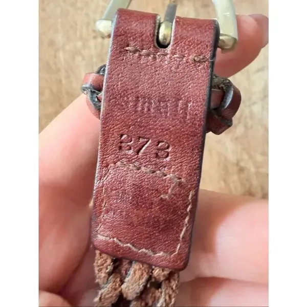 Leather Braided Belt Brown Woven Boho Casual Women’s Size S - Image 3