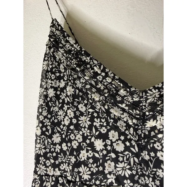 Abercrombie‎ fitch silky floral mini dress open back black white large - Image 3