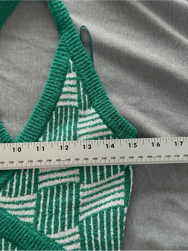 Free People Beach Women’s Green & White Terry Knit Mini Dress Size Small Boho - Image 8