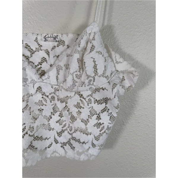 Free People White Lace Crop Top Tank Womens S Boho Casual Summer Girly Coquette - Image 8