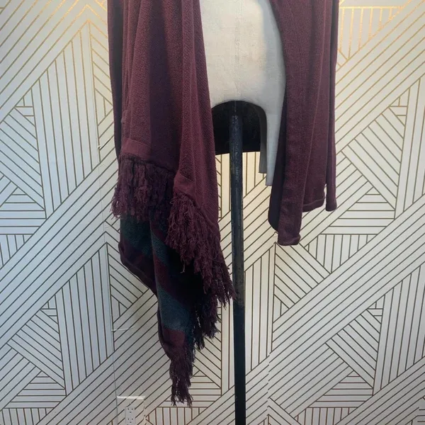 CAbi Port Wine‎ Fringe Wrap Cardigan Sweater - Image 6