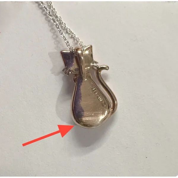 Classy‎ Cat Rose Gold Plated AU Sterling Silver Swarovski Crystals Necklace 18" - Image 12