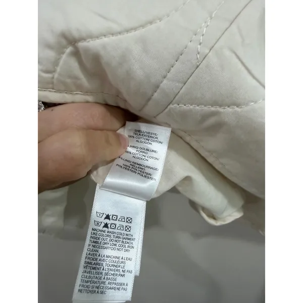 Lucky‎ Brand Cream Quilted Jacket Womens Small Off White Cotton Full Zip - Image 6