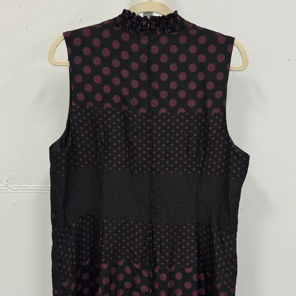 Who What Wear Dark Polka Dot Sleeveless Midi‎ Dress XXL Smocked Whimsical Retro - Image 7
