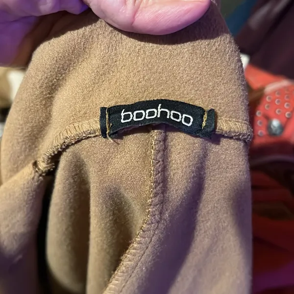 Boohoo Classic Tan Double-Breasted Coat size Small made in Italy - Image 12