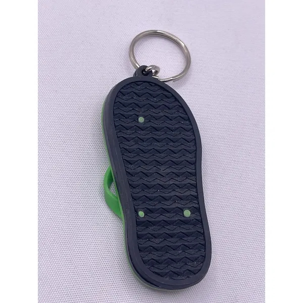 Sandal Flip Flop Keychain Metal Pin Silver Tone‎ Beach Ocean Hibiscus - Image 2