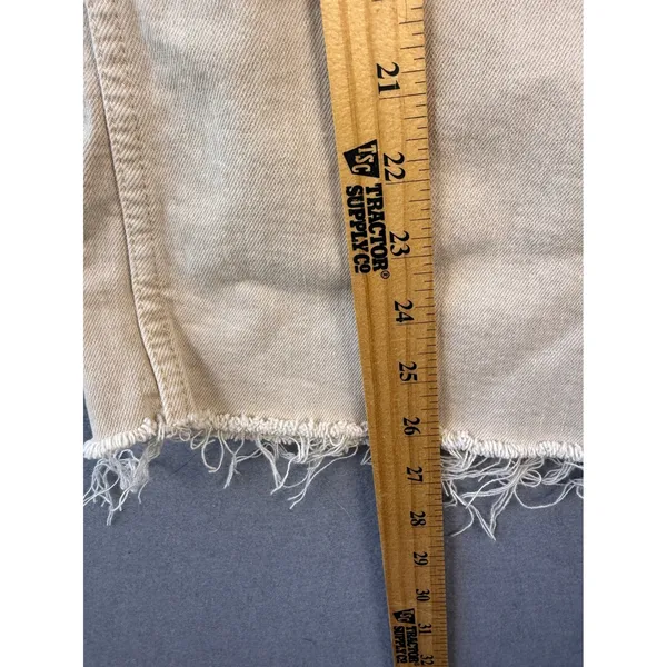 Zara Womens High Waisted Wide Leg Jeans Tan Khaki Raw Hem Size 4 US 26 - Image 5