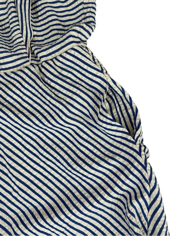 Draper James chevron Striped Square-Neck Midi Dress in Light Blue and White - Image 8
